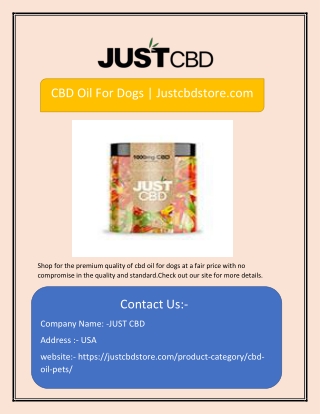 CBD Oil For Dogs | Justcbdstore.com