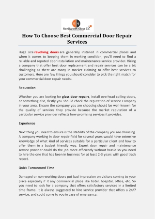 How To Choose Best Commercial Door Repair Services