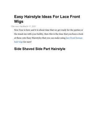 Easy Hairstyle Ideas For Lace Front Wigs