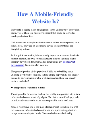 How A Mobile-Friendly Website Is?