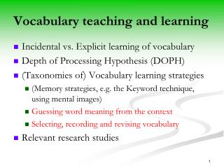 Vocabulary teaching and learning