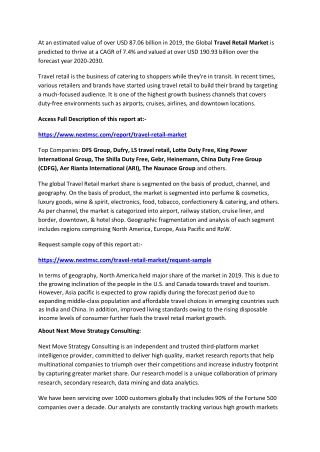 Travel Retail Market Competitive Landscape and Business Outlook 2021 to 2030