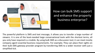 How can bulk SMS support and enhance the property business enterprise?