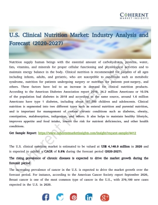 U.S. Clinical Nutrition Market: Industry Analysis and Forecast (2020-2027)