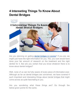 4 Interesting Things To Know About Dental Bridges