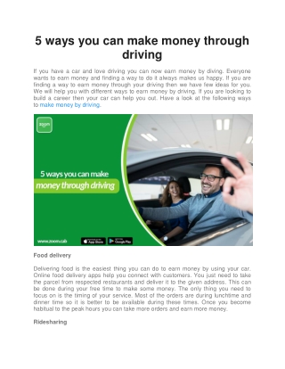 5 ways you can make money through driving