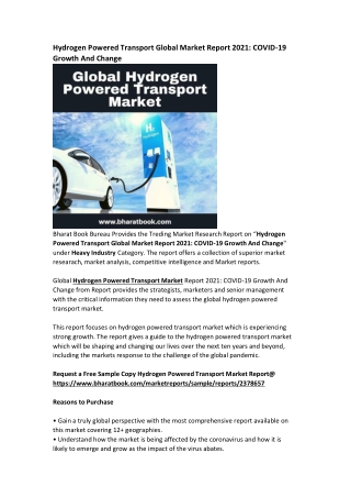 Global Hydrogen Powered Transport Market Research Report Forecast 2030