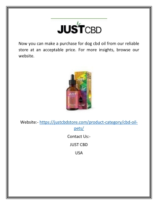 Dog CBD Oil | Justcbdstore.com