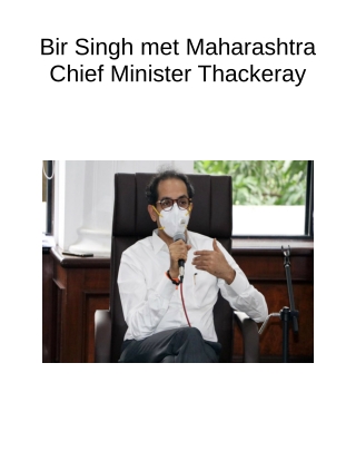 Bir Singh Met Maharashtra Chief Minister Thackeray