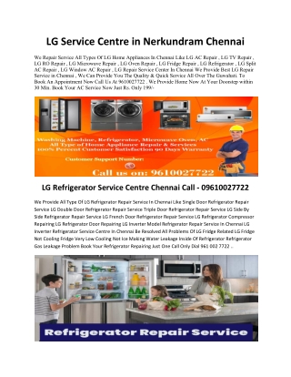 LG Service Centre in Nerkundram Chennai