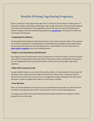 Benefits of doing yoga during pregnancy