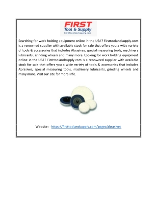 Online Abrasives Accessories Supplier in USA | Firsttoolandsupply.com