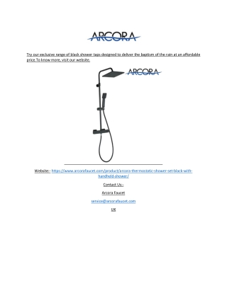 Black shower taps | Arcora Faucet