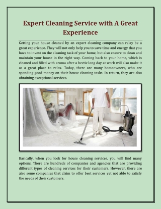 Expert Cleaning Service with A Great Experience