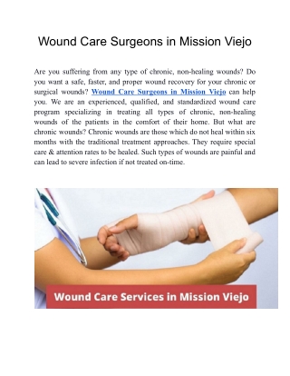 Wound Care Surgeons in Mission Viejo