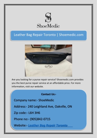 Leather Bag Repair Toronto | Shoemedic.com
