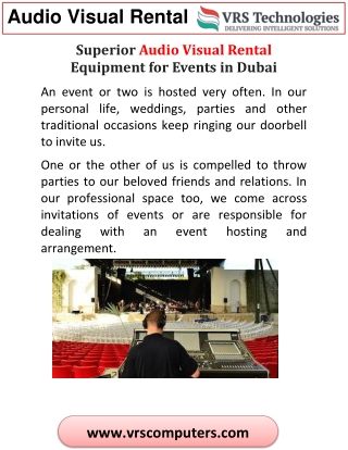 Superior Audio Visual Rental Equipment for Events in Dubai