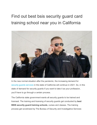 Find out best bsis security guard card training school near you in California