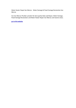 Water Heater Repair San Marcos - Water Damage & Flood Damage Restoration San Marcos