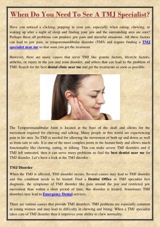 When Do You Need To See A TMJ Specialist?