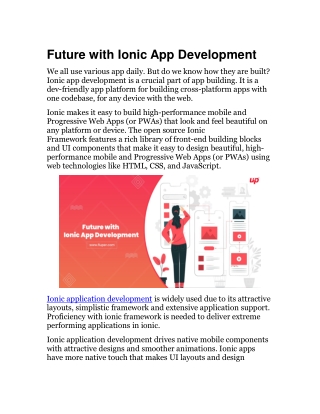 Future with Ionic App Development