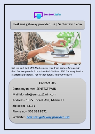 best sms gateway provider usa | Sentext2win.com