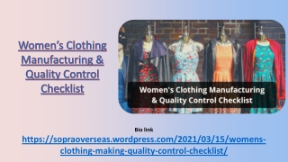 Women's Clothing Making & Quality Control Checklist
