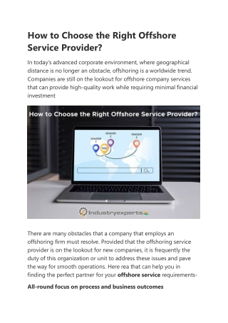 How to Choose the Right Offshore Service Provider