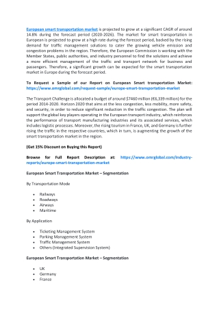 European Smart transportation Market  Trends, Size, Competitive Analysis and Forecast - 2020-2026