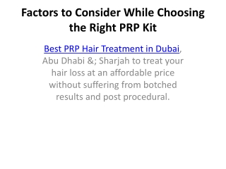 Factors to Consider While Choosing the Right PRP Kit