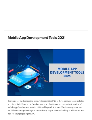 Mobile App Development Tools 2021