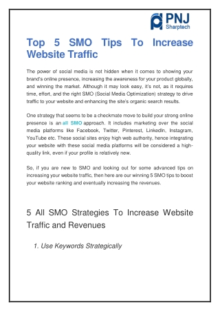 Top 5 SMO Tips To Increase  Website Traffic