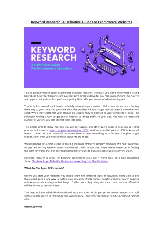 Keyword Research: A Definitive Guide For Ecommerce Websites