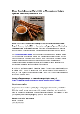 Global Organic Cinnamon Market Research Report 2021-2026
