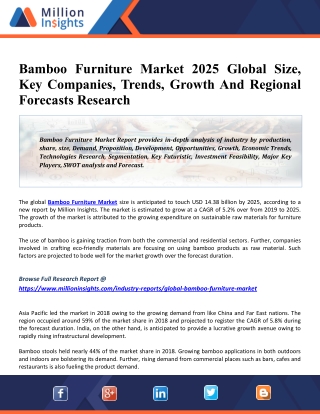 Bamboo Furniture Market Application, Share, Growth, Trends And Competitive Landscape To 2025