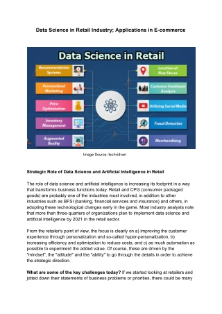 Data Science in Retail Industry; Applications in E-commerce