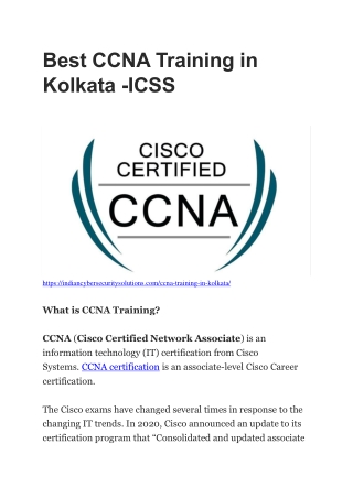 Best CCNA Training in Kolkata -ICSS