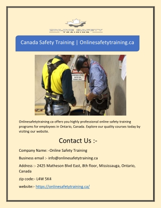 Canada Safety Training | Onlinesafetytraining.ca