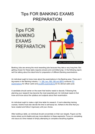 Tips FOR BANKING EXAMS PREPARATION
