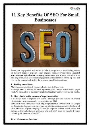 11 Key Benefits Of SEO For Small Businesses