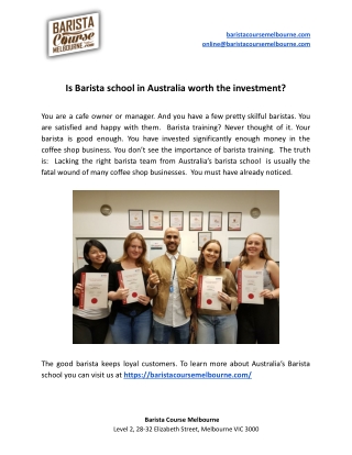 Is Barista school in Australia worth the investment?