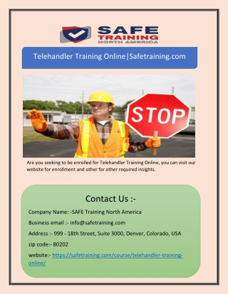 Telehandler Training Online|Safetraining.com