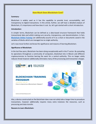 How Much Does Blockchain Cost?