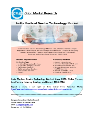 India Medical Device Technology Market: Analysis Report, Share, Trends and Overview 2020-2026