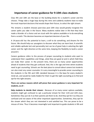 Importance of career guidance for 9-10th class students