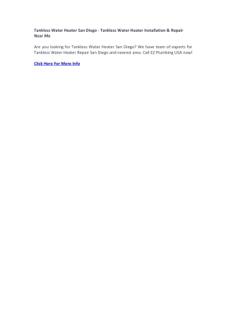 Tankless Water Heater San Diego - Tankless Water Heater Installation & Repair Near Me