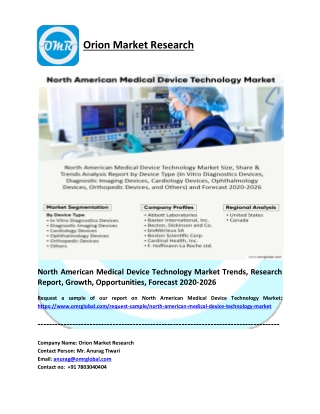 North American Medical Device Technology Market Size, Share, Impressive Industry Growth, Report 2026