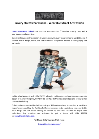 Luxury Streetwear Online - Wearable Street Art Fashion