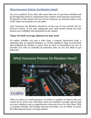 What Insurance Policies Do Retailers Need?