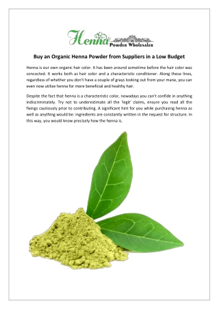 Buy an Organic Henna Powder from Suppliers in a Low Budget